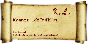 Krancz Lóránt névjegykártya