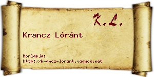 Krancz Lóránt névjegykártya